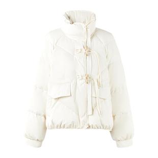 秋水伊人新中式牛角扣羽绒服2025年秋冬新款女装国风流苏立领外套