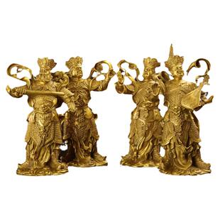 黄铜四大天王神像摆件持国广目多闻增长四大金刚佛像客厅供奉大号