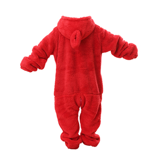 法兰绒加厚儿童卡通天线宝宝连体睡衣秋冬女童防踢睡袋男童家居服