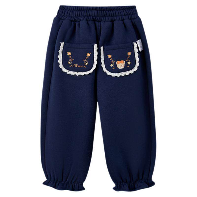 PawinPaw女童加绒卫裤秋冬卡通小熊束脚裤