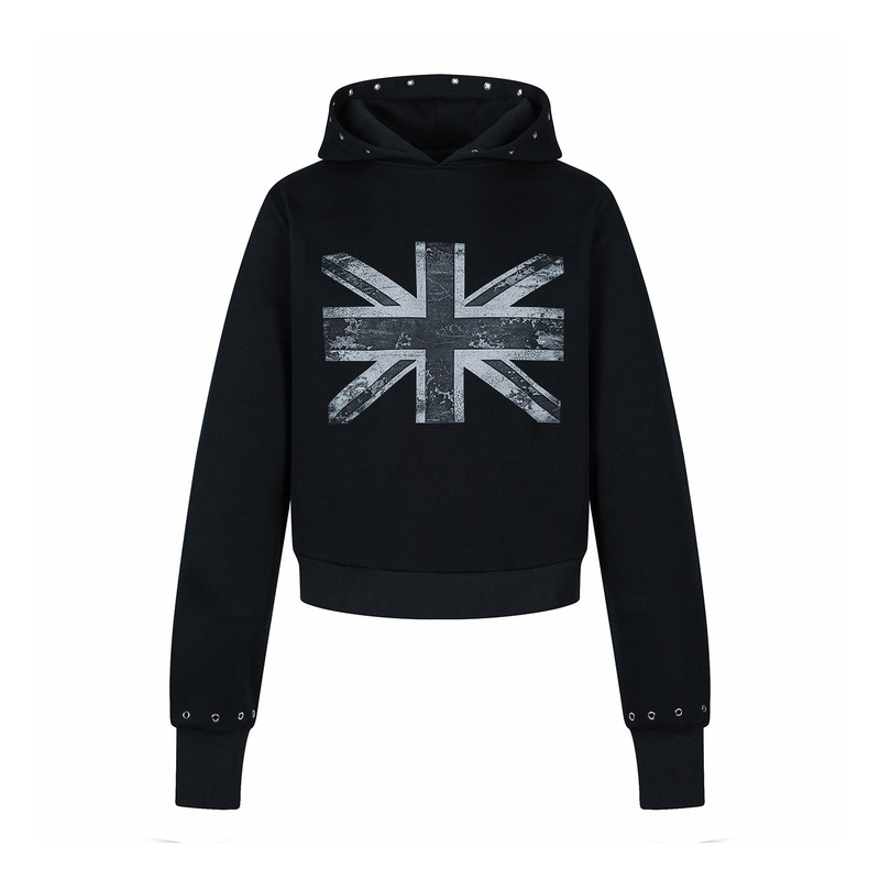 REBEL WAVE26fw“Ж”英国国旗卫衣铆钉帽衫 轻亚风格