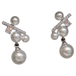 「圆玉」千金感珍珠耳钉蚊香盘耳夹无耳洞优雅耳钉耳环不对称耳饰