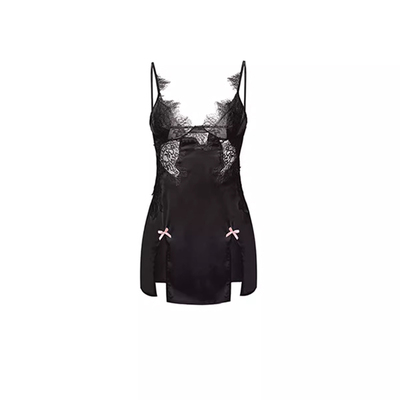 纯欲蕾丝开叉蝴蝶结睡衣