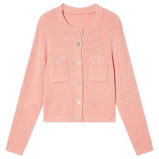 【博主同款】Goodland美地秋季减龄橘色夹花小香风针织衫