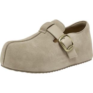 百思图2026春季新款真皮厚底增高全包勃肯鞋休闲女单鞋E7333AM6