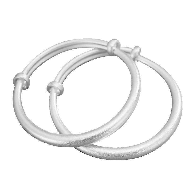 顺庆银楼S9999纯银手镯女古法足银传承亲子款足银镯宝宝送礼物