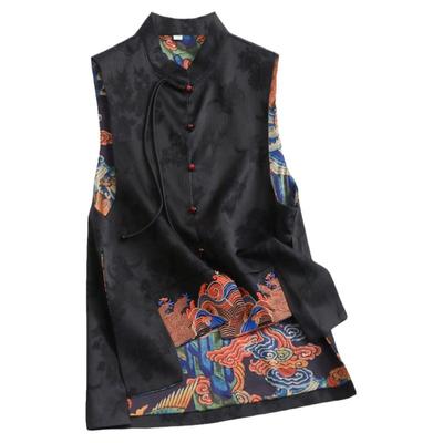 图腾提花刺绣新中式坎肩背心马夹