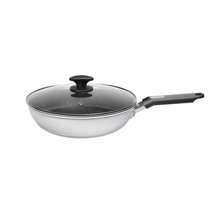 北陆日本原装进口不粘锅平底炒菜锅燃气灶锅具家用轻便麦饭石炒锅