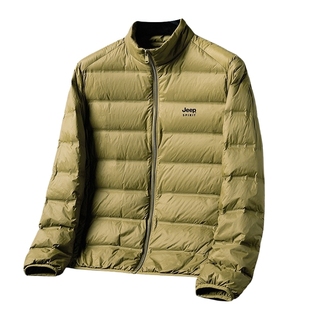 吉普轻薄羽绒服男款冬季短款石墨烯保暖防风服爸爸立领白鸭绒外套