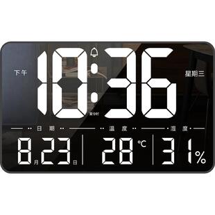 LED大屏电子挂钟万年历时钟温湿度静音夜光台钟客厅家用挂钟HW600