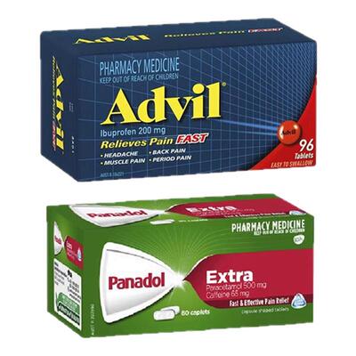 ADVIL布洛芬片96粒+澳洲PANADOL EXTRA特强加强止痛片48粒特惠装
