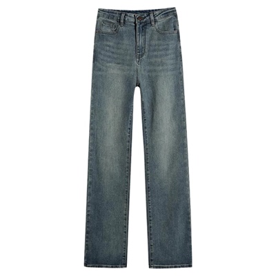 加绒牛仔裤女冬超火窄版直筒裤子