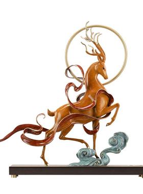 【明星同款】朱炳仁铜X敦煌美术研究所鹿王天尊铜鹿摆件中式装饰