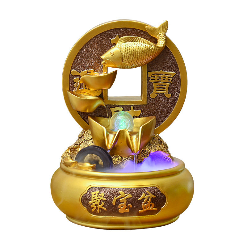 流水生财摆件循环水聚宝盆