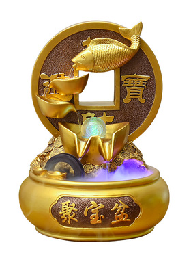 流水生财摆件循环水聚宝盆