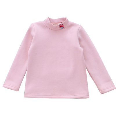 女童冬季纯棉加绒中领打底衫