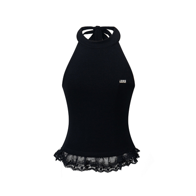 AIRHOOD 2025蕾丝挂脖短款小背心女夏季内搭外穿露背辣妹吊带上衣