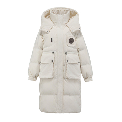 2025新款冬装中长款羽绒服女大码胖mm宽松连帽白鸭绒加厚保暖外套