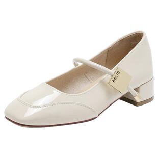 大东法式玛丽珍鞋女2026新款春季配裙子粗跟方头小皮鞋软底单鞋子