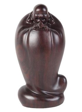 五福临门黑檀木弥勒佛工艺品