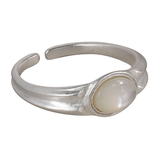 LOPHNE【佳品推荐】原创设计复古双棱贝母戒指 纯银高级感开口戒