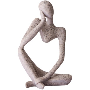 ins风小众抽象艺术人物思考者摆件创意家居简约现代桌面装饰品