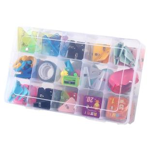 杰利大号透明塑料收纳盒奖励小卡片整理分类盒教师家庭小物品桌面储物盒多活动隔板15格分六格多功能活动隔板