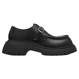 诗歌兰女鞋2026年早春新款英伦风搭扣乐福鞋厚底圆头老钱风小皮鞋