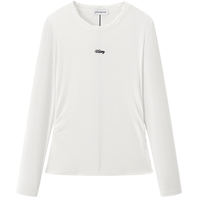 【商场同款】太平鸟26春季新款休闲腰间抽褶修身长袖T恤A3CPG1251