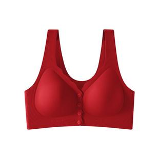 妈妈本命年内衣套装女红色中老年妇女前扣式文胸聚拢收副乳防下垂