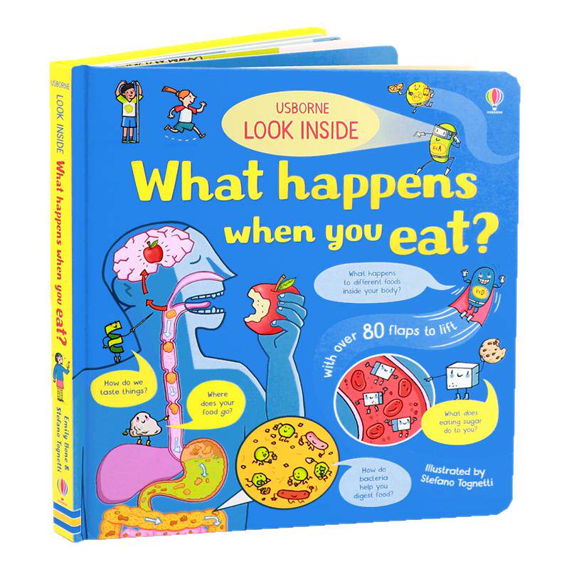 Usborne出品偷偷看里面系列 人体消化器官 英文原版绘本 Look Inside what happens when you eat 幼儿童启蒙科普百科精装亲子读物