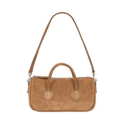 MARGESHERWOOD 麂皮棕色单肩斜挎包通勤手提包REVOLVE新款