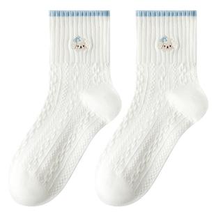 caramella袜子女秋冬新款白色可爱短款可爱日系透气舒适女袜
