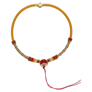 蛇宝宝周岁抓周项圈婴儿百岁长命锁脖圈挂绳满月金锁手工项链编绳