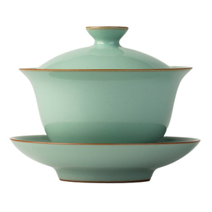 三勤堂汝窑开片三才盖碗单个高档景德镇陶瓷茶具大茶碗带盖茶杯