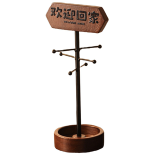 欢迎回家摆件入户玄关钥匙收纳中古风客厅鞋柜装饰品高级感小众