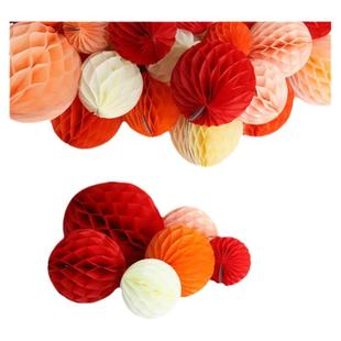 蜂窝球元旦春节装饰纸灯笼挂饰店铺中式过年儿童生日周岁场景布置