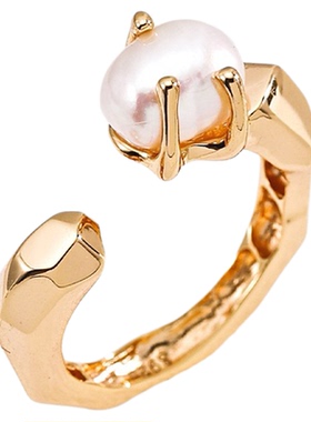 Color Sparkly 925银镀金天然珍珠戒指女轻奢高级感百搭指环