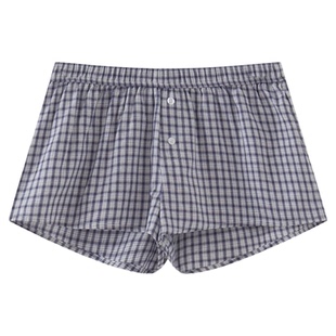 BM松紧女裤短裤 美式辣妹休闲风两粒扣藏蓝格纹迷你夏日好穿热裤