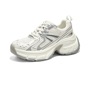 哈森鞋子女2026新款爆款老爹鞋女款夏季舒适百搭厚底增高休闲女鞋