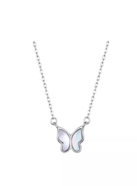 s925纯银贝母蝴蝶锁骨链小众设计