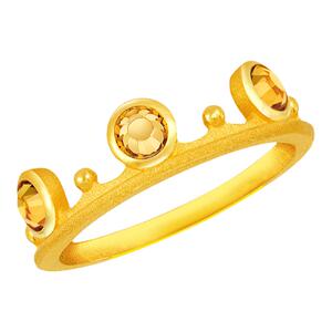 justgold镇金店冠冕黄金足金戒指
