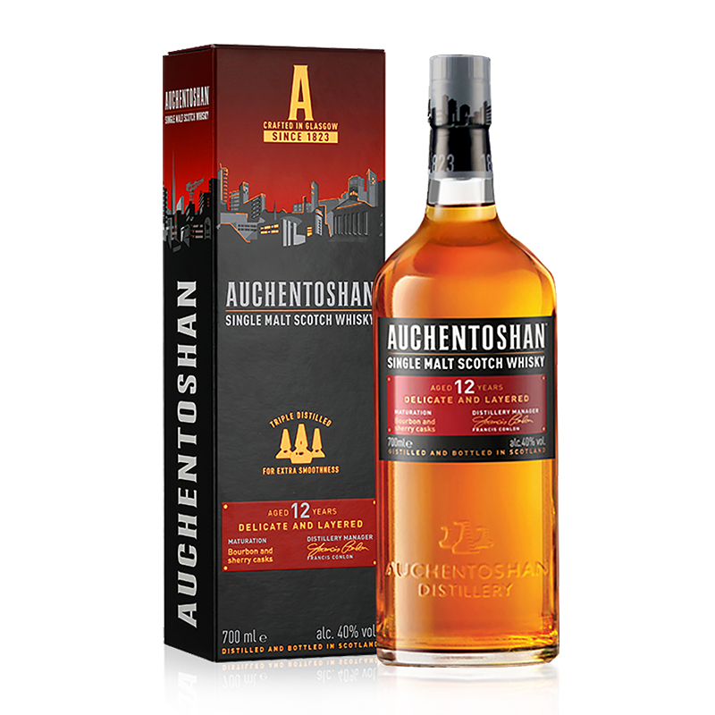 歐肯特軒12年單一麥芽蘇格蘭威士忌AUCHENTOSHAN洋酒禮盒款700ml