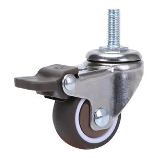 丝杆M6M8M10螺丝万向轮脚轮软橡胶静音滚轮活动带刹车M12家具轮子