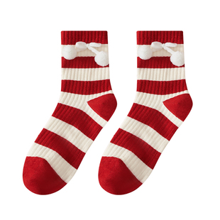 本命年大红色袜子女秋冬卡通可爱棉袜2025蛇年新款加厚中筒袜礼盒