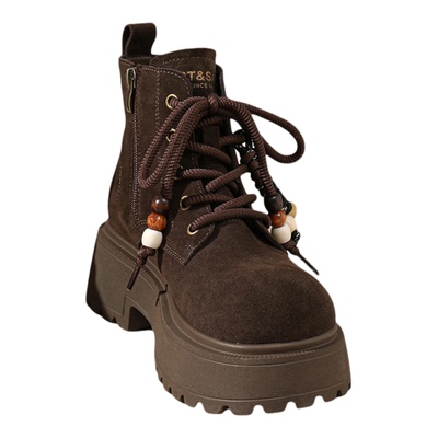 星期六厚底马丁靴女冬加绒棉鞋