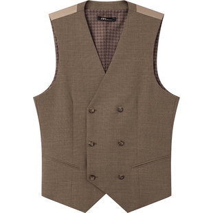 JDV男装商场同款春秋新款棕色绵羊混纺男士西装马甲SFV5005