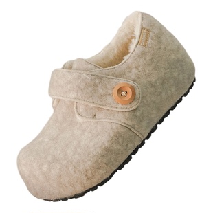 多嘴驴Donkey灰色毛绒勃肯鞋女冬季雪地靴毛毛鞋加绒保暖厚底棉鞋