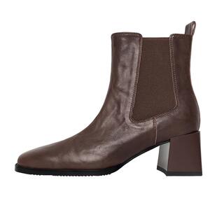 吴大叔红云鞋靴子2025秋冬粗跟短靴时尚真皮切尔西靴气垫短筒女靴