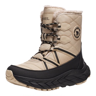 骆驼男鞋雪绒雪地靴冬季新款厚底登山靴子防寒加绒保暖加厚棉鞋女